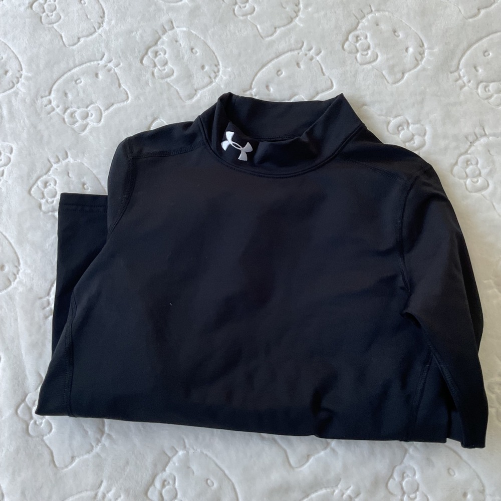 Under Armour Kids ColdGear Mock Neck Long Sleeve Fitted Shirt Black YMD JM M